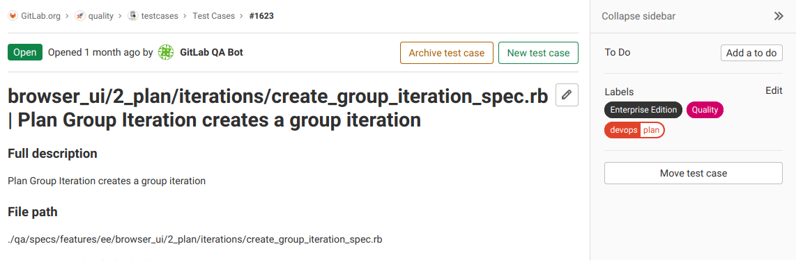 gitlab testcase